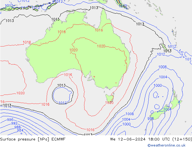 Bodendruck ECMWF Mi 12.06.2024 18 UTC