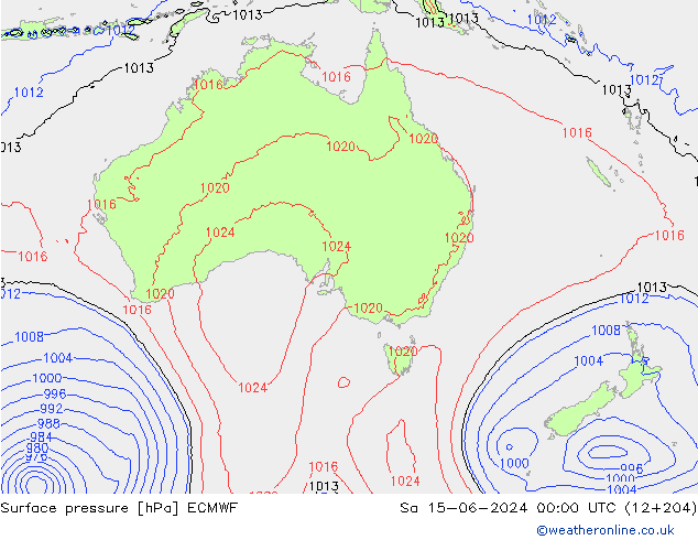 приземное давление ECMWF сб 15.06.2024 00 UTC