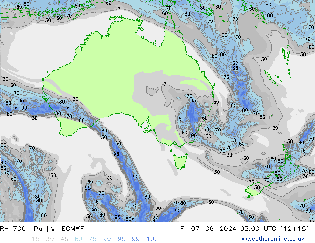 RH 700 hPa ECMWF ven 07.06.2024 03 UTC