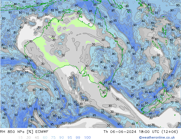 RH 850 hPa ECMWF Th 06.06.2024 18 UTC