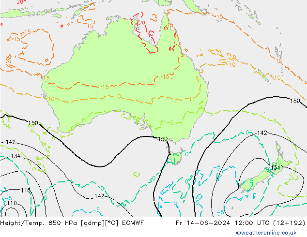 Z500/Rain (+SLP)/Z850 ECMWF ven 14.06.2024 12 UTC