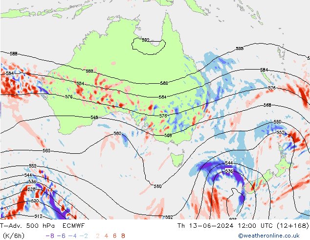 T-Adv. 500 hPa ECMWF Per 13.06.2024 12 UTC