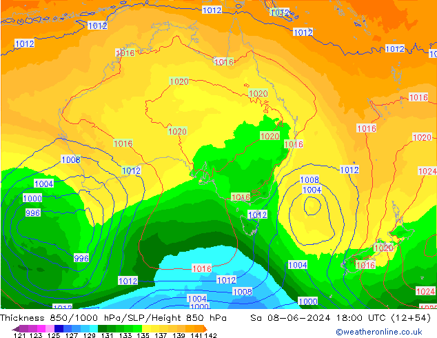 Thck 850-1000 hPa ECMWF sab 08.06.2024 18 UTC