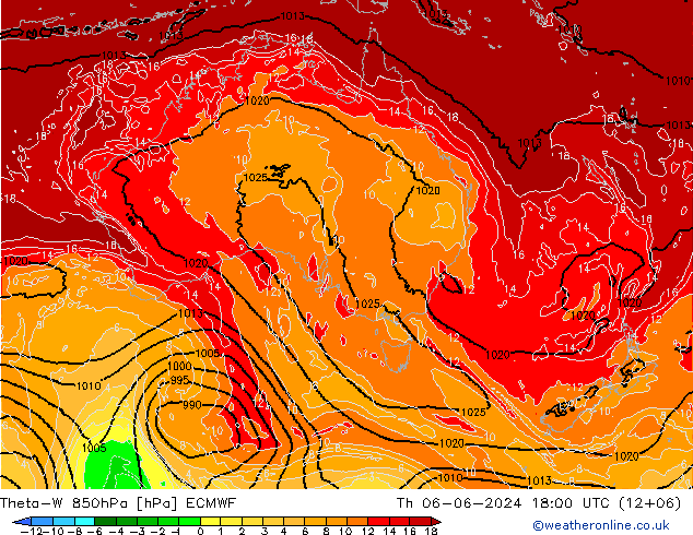 Theta-W 850hPa ECMWF Per 06.06.2024 18 UTC