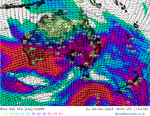 Wind 500 hPa ECMWF Su 09.06.2024 18 UTC