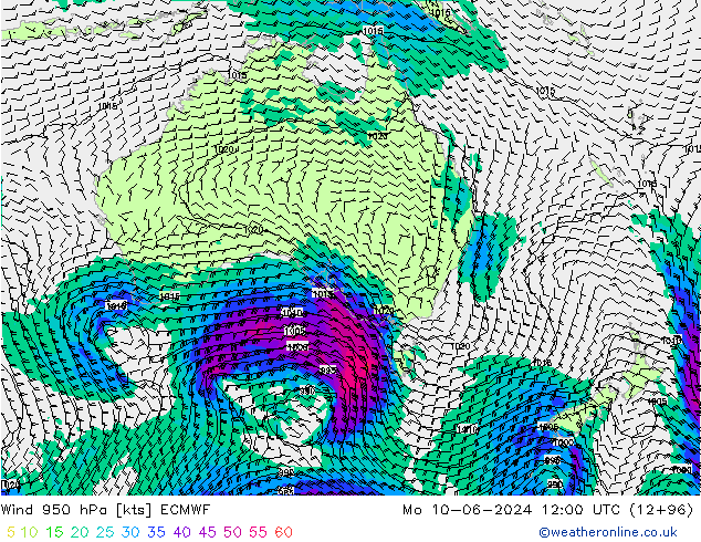 Wind 950 hPa ECMWF ma 10.06.2024 12 UTC