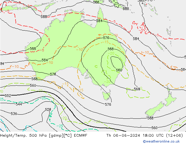 Height/Temp. 500 hPa ECMWF Qui 06.06.2024 18 UTC