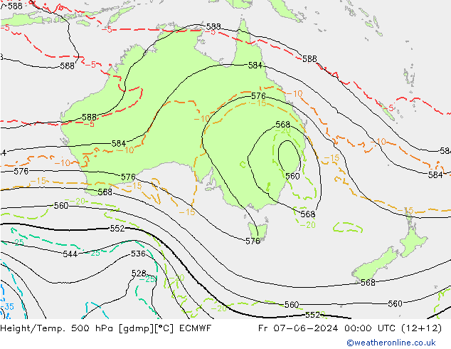 Z500/Rain (+SLP)/Z850 ECMWF Pá 07.06.2024 00 UTC