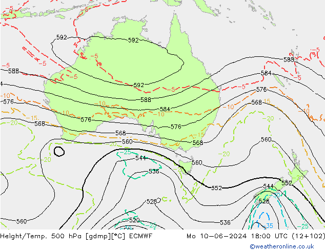 Z500/Rain (+SLP)/Z850 ECMWF lun 10.06.2024 18 UTC