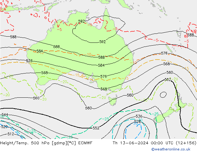 Z500/Rain (+SLP)/Z850 ECMWF Qui 13.06.2024 00 UTC