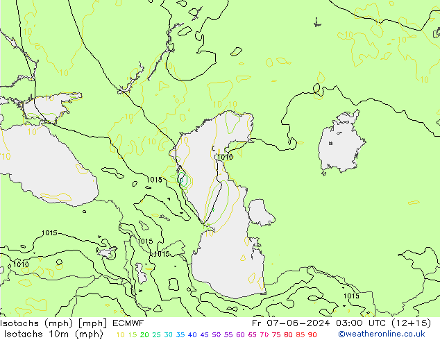 Isotachs (mph) ECMWF Sex 07.06.2024 03 UTC