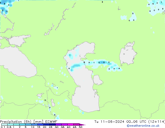 Précipitation (6h) ECMWF mar 11.06.2024 06 UTC