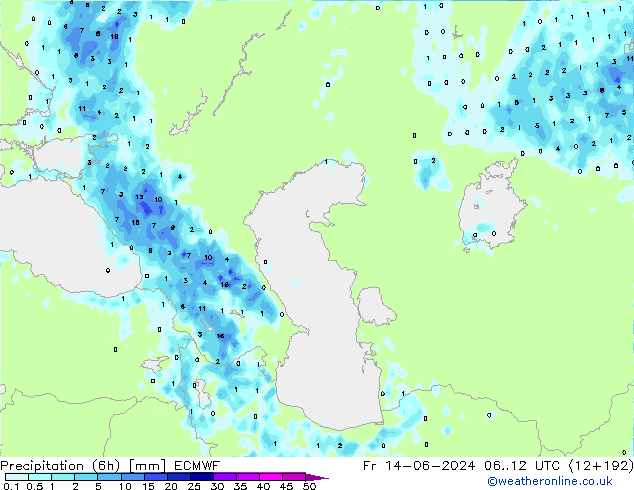 Z500/Rain (+SLP)/Z850 ECMWF Fr 14.06.2024 12 UTC