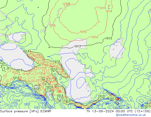 Pressione al suolo ECMWF gio 13.06.2024 00 UTC