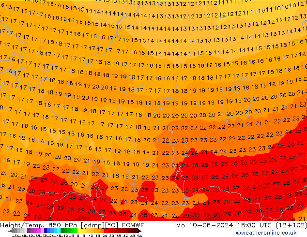 Height/Temp. 850 hPa ECMWF  10.06.2024 18 UTC