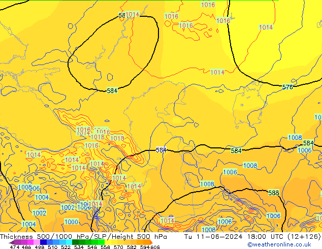 Thck 500-1000hPa ECMWF Út 11.06.2024 18 UTC