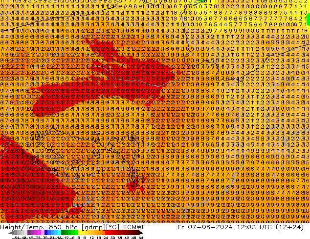 Height/Temp. 850 hPa ECMWF ven 07.06.2024 12 UTC