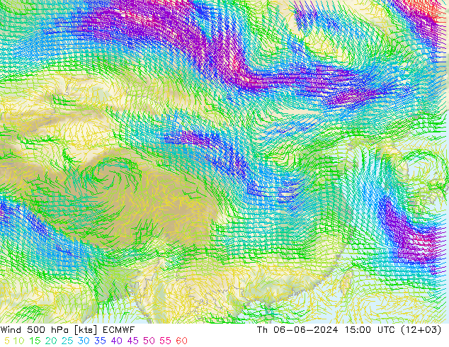 Vent 500 hPa ECMWF jeu 06.06.2024 15 UTC