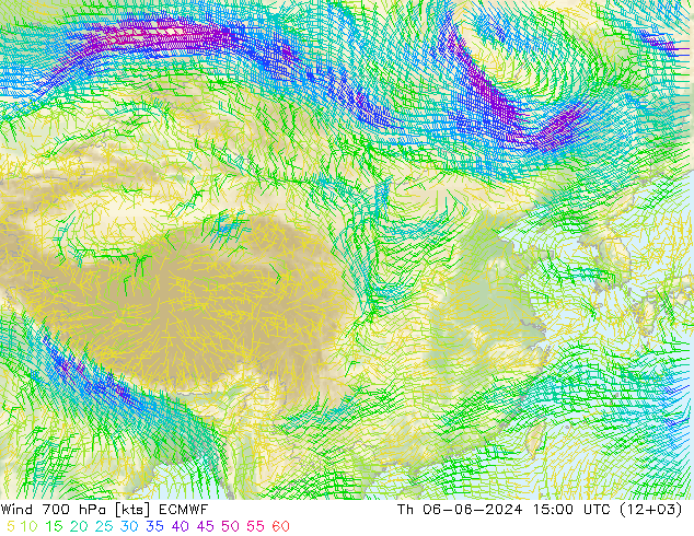 ветер 700 гПа ECMWF чт 06.06.2024 15 UTC