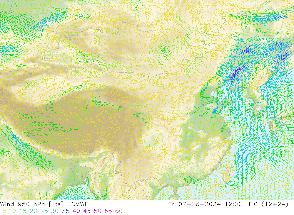 风 950 hPa ECMWF 星期五 07.06.2024 12 UTC