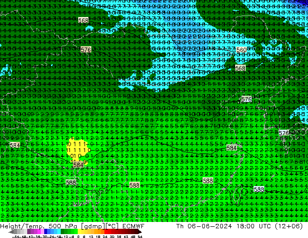 Z500/Rain (+SLP)/Z850 ECMWF чт 06.06.2024 18 UTC