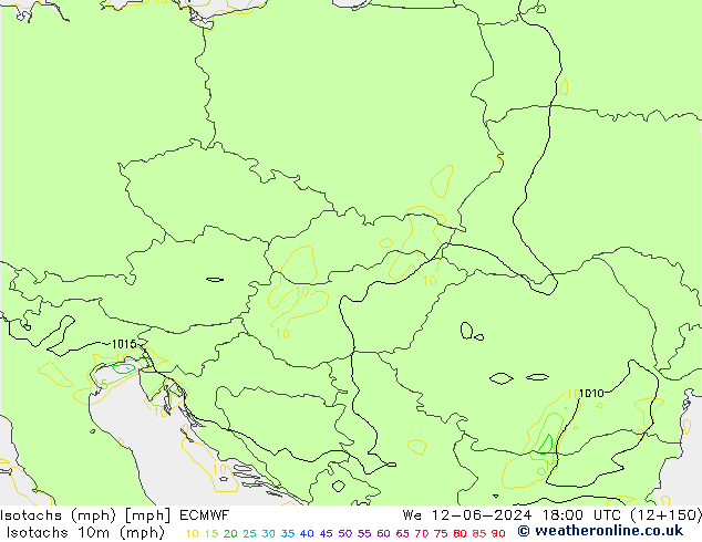 Isotachs (mph) ECMWF  12.06.2024 18 UTC