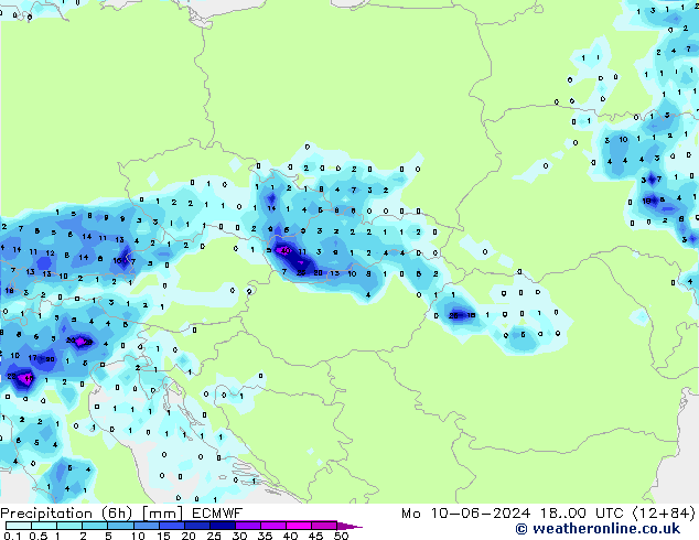 Z500/Rain (+SLP)/Z850 ECMWF Po 10.06.2024 00 UTC