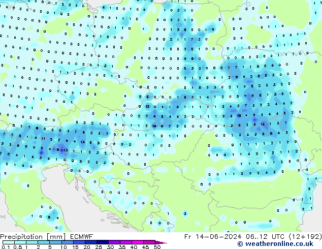 Précipitation ECMWF ven 14.06.2024 12 UTC