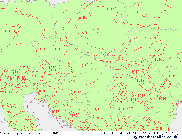 приземное давление ECMWF пт 07.06.2024 12 UTC