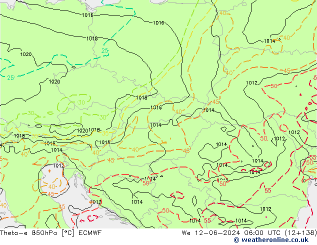 Theta-e 850hPa ECMWF We 12.06.2024 06 UTC