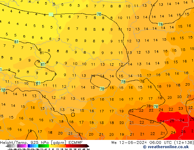 Height/Temp. 925 hPa ECMWF We 12.06.2024 06 UTC