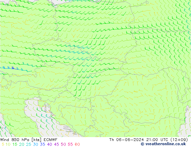 Vento 850 hPa ECMWF Qui 06.06.2024 21 UTC