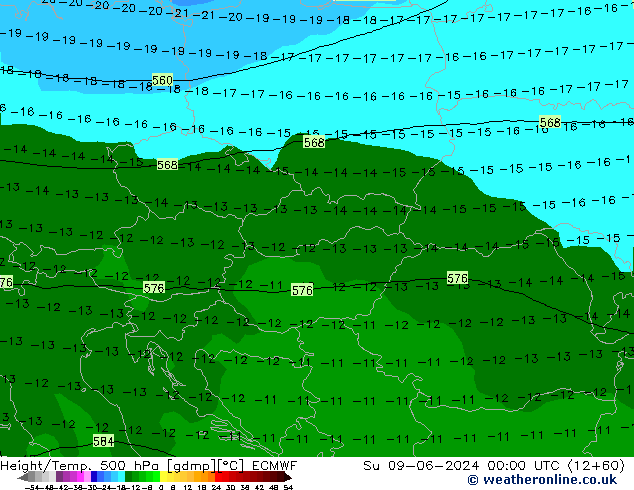 Yükseklik/Sıc. 500 hPa ECMWF Paz 09.06.2024 00 UTC