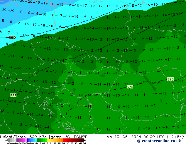 Z500/Rain (+SLP)/Z850 ECMWF Po 10.06.2024 00 UTC