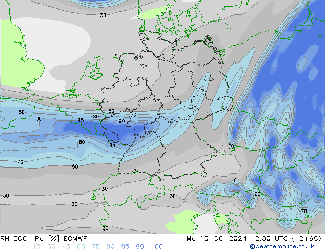 RH 300 hPa ECMWF  10.06.2024 12 UTC