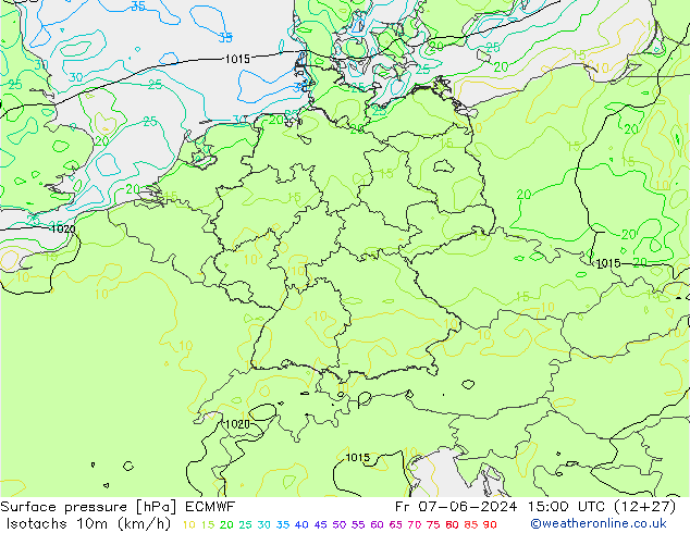 Isotachs (kph) ECMWF  07.06.2024 15 UTC