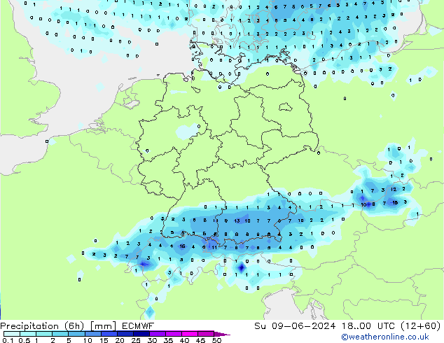 Z500/Rain (+SLP)/Z850 ECMWF Dom 09.06.2024 00 UTC