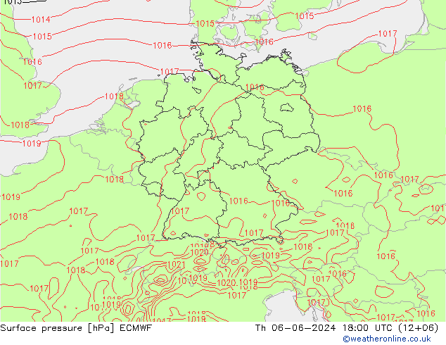 Bodendruck ECMWF Do 06.06.2024 18 UTC