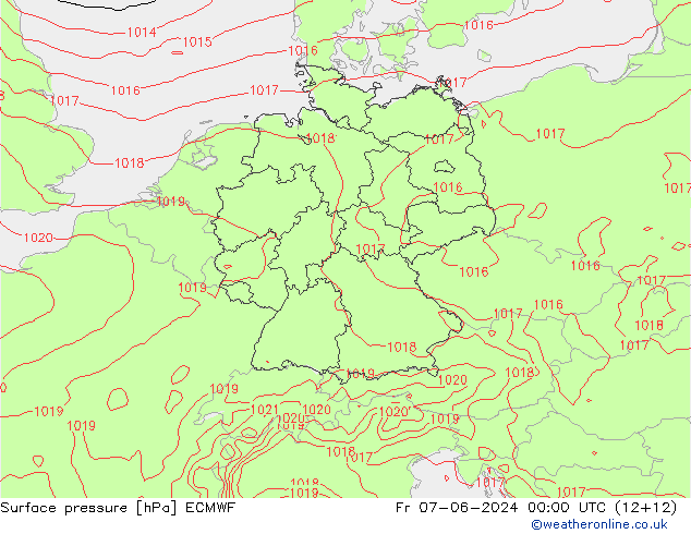 pressão do solo ECMWF Sex 07.06.2024 00 UTC