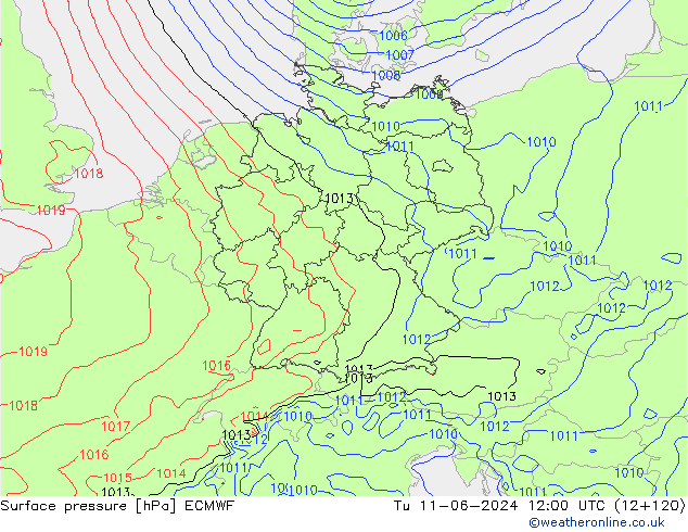 приземное давление ECMWF вт 11.06.2024 12 UTC