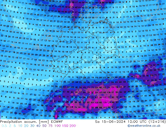 Toplam Yağış ECMWF Cts 15.06.2024 12 UTC