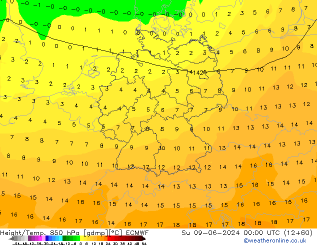 Z500/Rain (+SLP)/Z850 ECMWF Dom 09.06.2024 00 UTC