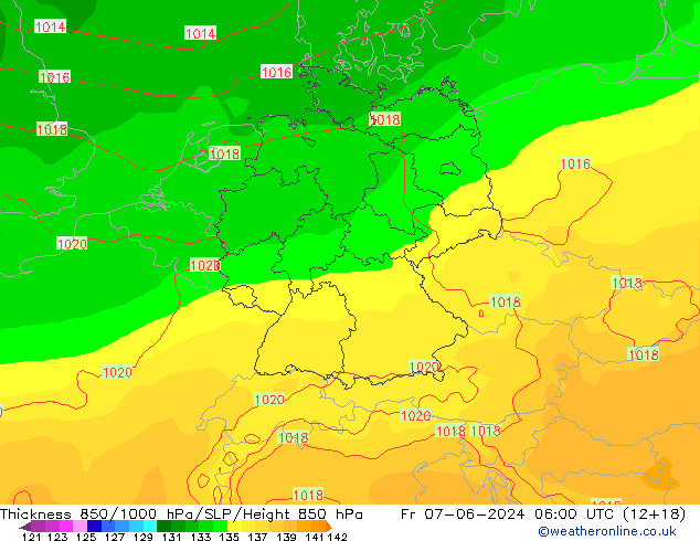 Thck 850-1000 hPa ECMWF Fr 07.06.2024 06 UTC