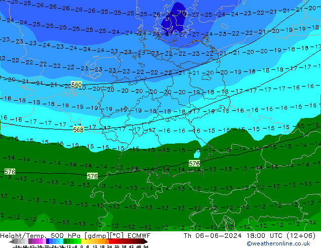 Z500/Rain (+SLP)/Z850 ECMWF Do 06.06.2024 18 UTC