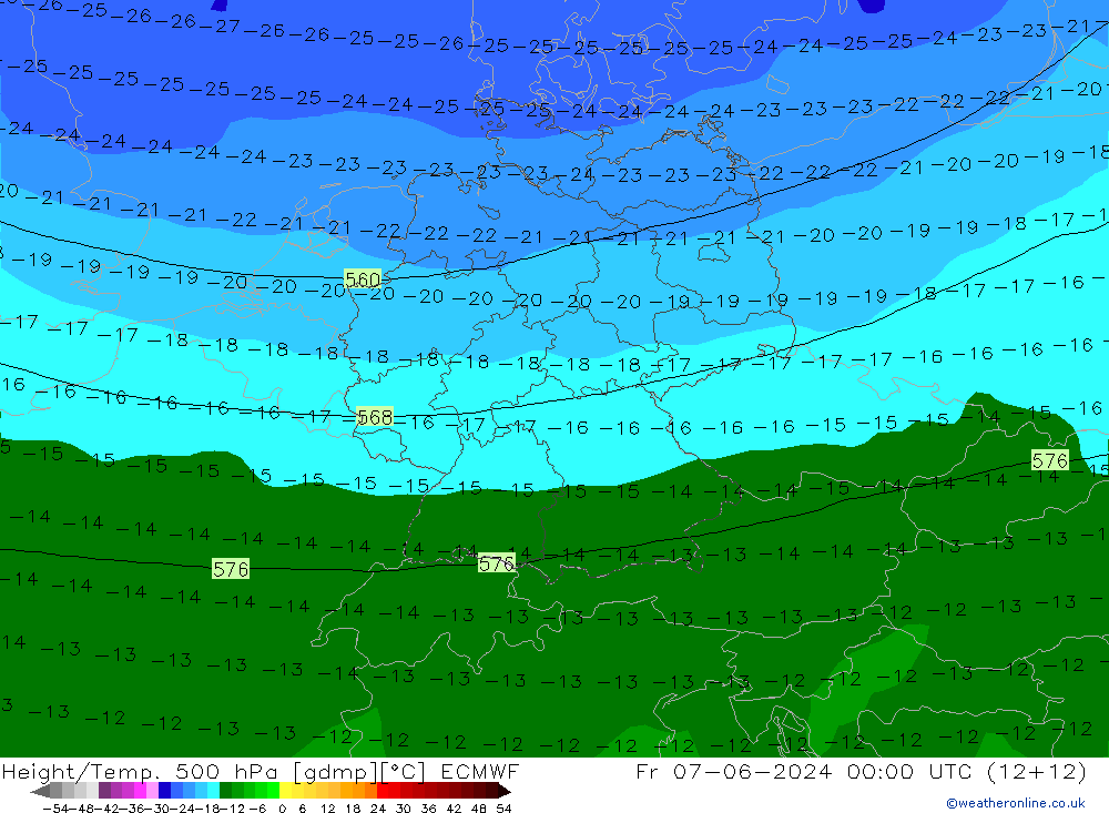 Z500/Rain (+SLP)/Z850 ECMWF Fr 07.06.2024 00 UTC