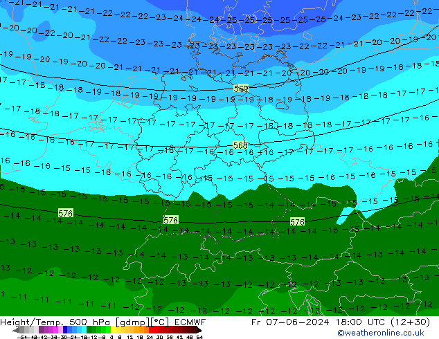 Z500/Rain (+SLP)/Z850 ECMWF пт 07.06.2024 18 UTC