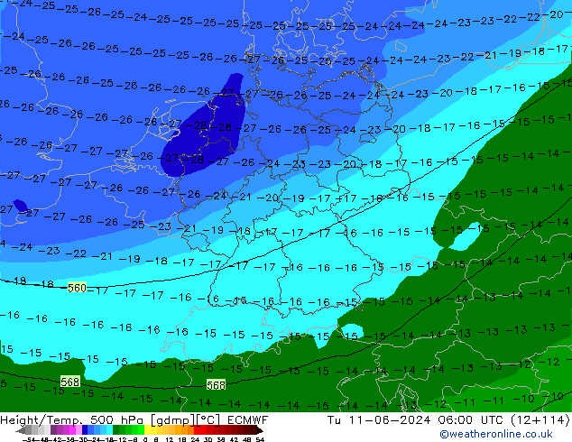 Z500/Rain (+SLP)/Z850 ECMWF mar 11.06.2024 06 UTC