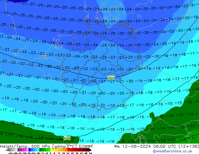 Z500/Rain (+SLP)/Z850 ECMWF ��� 12.06.2024 06 UTC