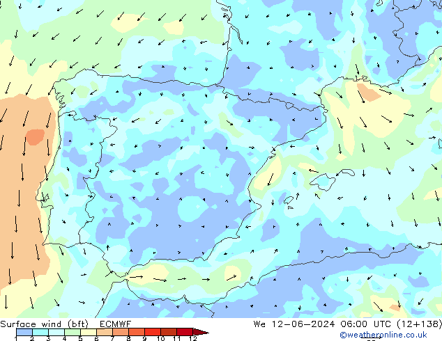  10 m (bft) ECMWF  12.06.2024 06 UTC