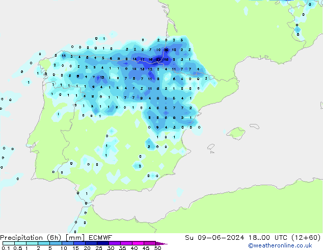 Z500/Rain (+SLP)/Z850 ECMWF Su 09.06.2024 00 UTC